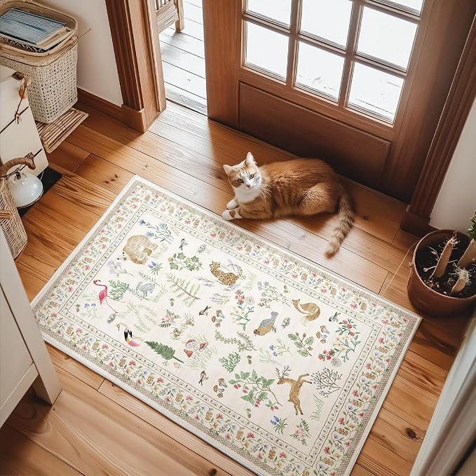 Machine Washable Throw Rugs for Entryway: Door Mat Indoor Entrance 2x3 Rug