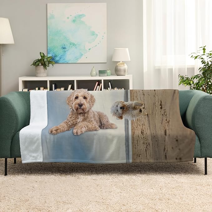Prints Next Day – Custom 30" x 40" Sherpa Pet Lightweight Blanket with Photo Upload - Gift for Dog or Cat Owners - Personalized Couch Throw - Printed in America