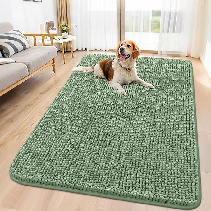 Smiry Dog Door Mat for Muddy Paws 59x35, Absorbent Dirt Trapper, Non-Slip
