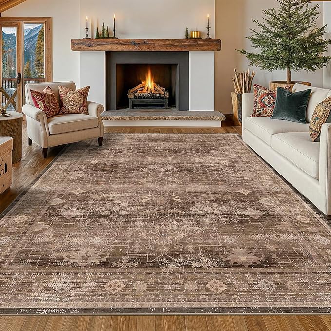 Hazo Haus Brown Rug for Living Room 10x14