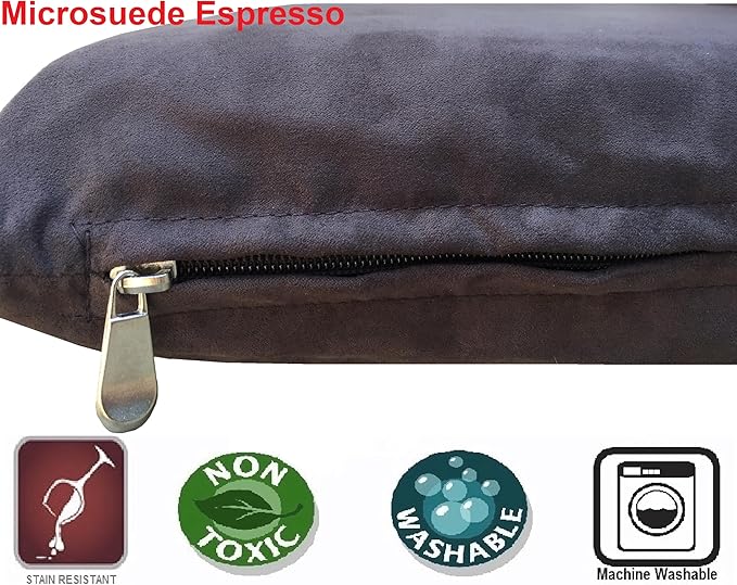 Dogbed4less Shredded Memory Foam Pillow Dog Bed with Waterproof Liner and Machine Washable Cover (Espresso Mircosuede, Medium 36"X29")