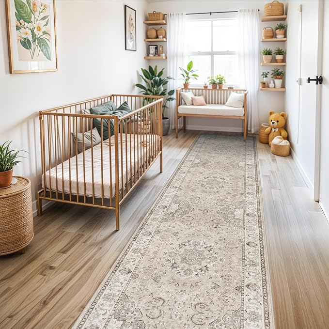 Washable 3x12 Hallway Runner Rug: Vintage Non Slip Soft Rug