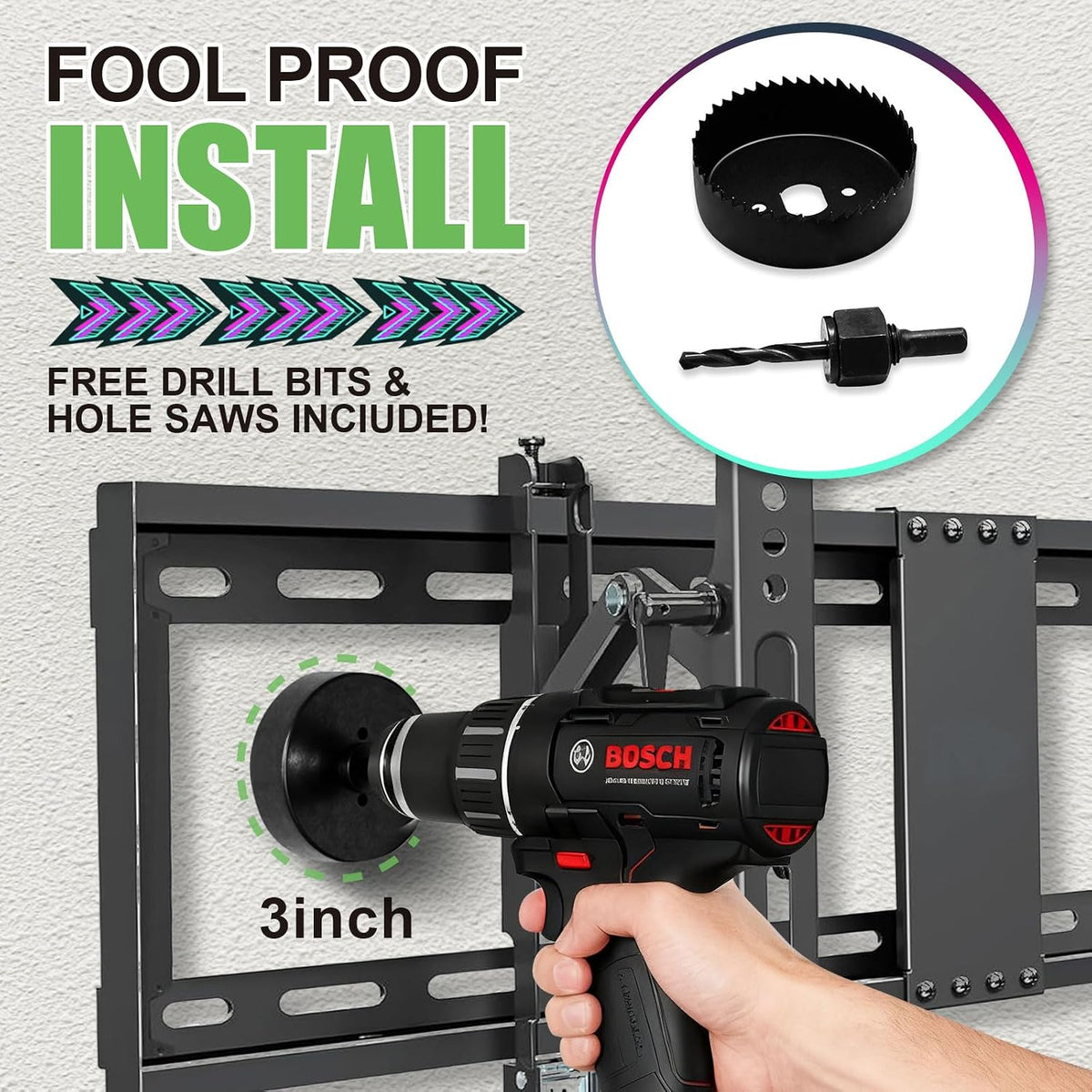 in-Wall Cable Management Kit, Wire Manager for Power and Low Voltage Cables, Tv Cord Hider for Wall-Mounted Tvs, Tv Cable Concealment Kit with Hole Saw Drill Bit Attachment