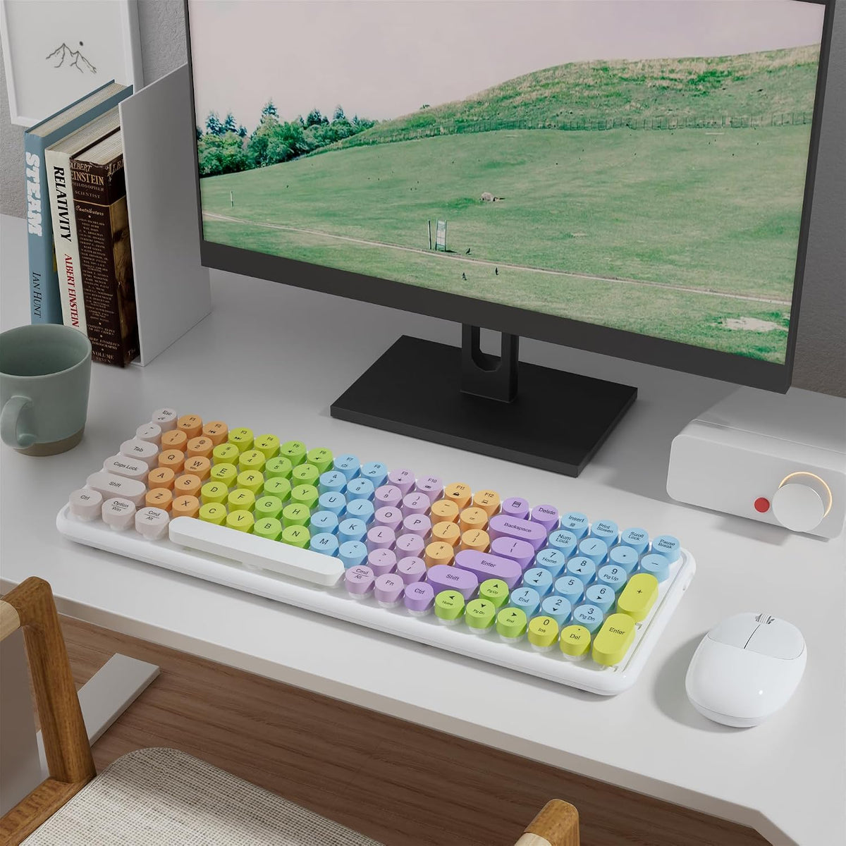 MPTOG Retro Typewriter Wireless Keyboard and Mouse Combo (White)