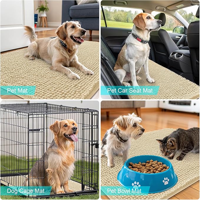 OLANLY Dog Door Mat for Muddy Paws 36x24, Absorbs Moisture and Dirt, Absorbent