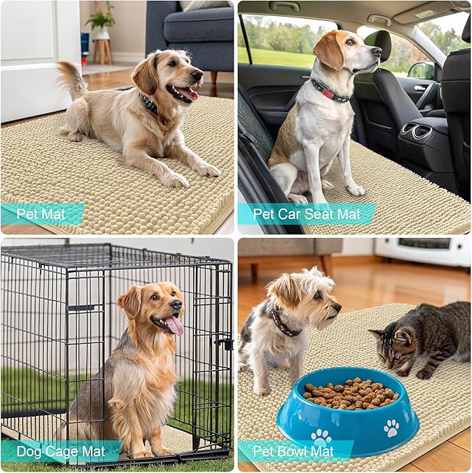 OLANLY Dog Door Mat for Muddy Paws 47x17, Absorbs Moisture and Dirt, Absorbent