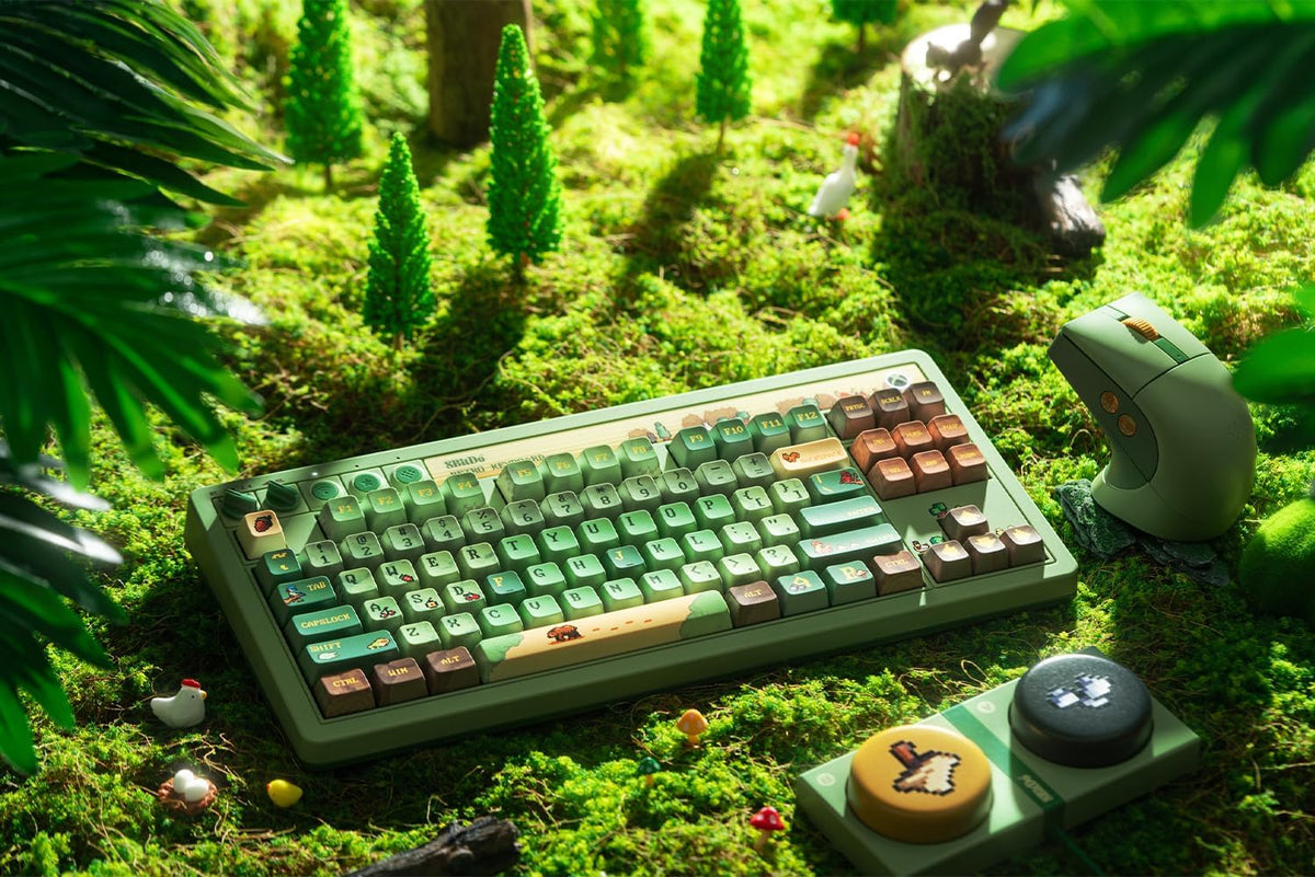 8Bitdo Retro 87 Mechanical Keyboard for Windows PC & Android, Forest Wonder
