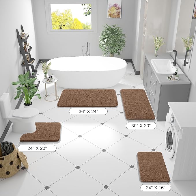 OLANLY Large Bathroom Rugs 40x24, Extra Soft Absorbent Chenille Bath Rugs