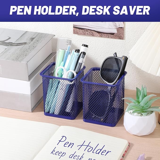 Segarty Pen Cup Holder, 6 Pack Square Dark Blue Pen Holder