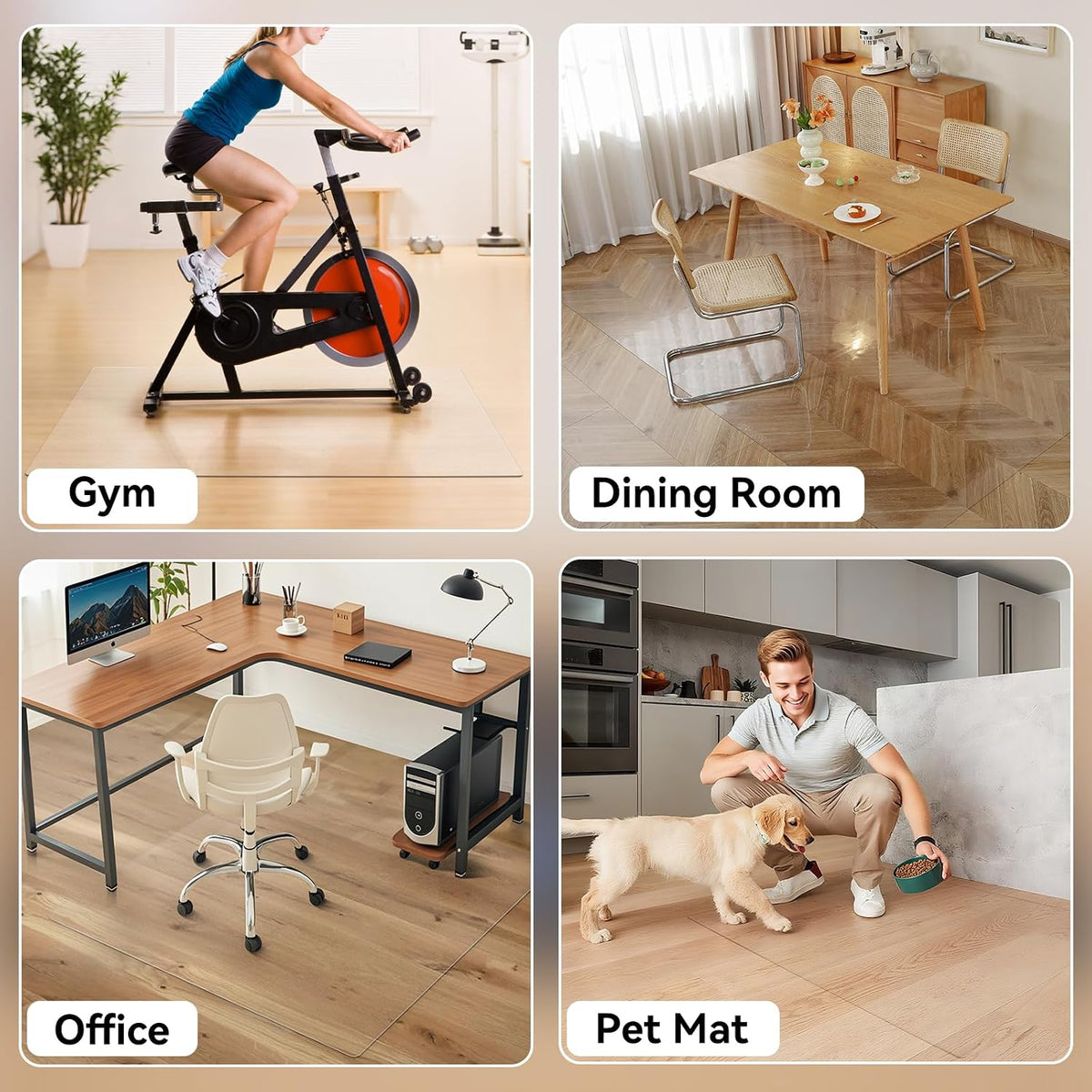 Clear Office Chair Mat for Hardwood Floor, 36 x 48 in Desk Floor Protector
