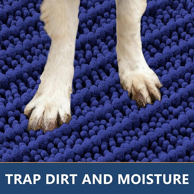 Smiry Dog Door Mat for Muddy Paws 40x32, Absorbent Dirt Trapper, Non-Slip