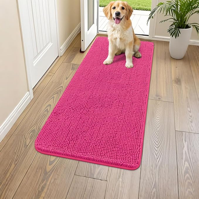 Smiry Dog Door Mat for Muddy Paws 47x24, Absorbent Dirt Trapper, Non-Slip