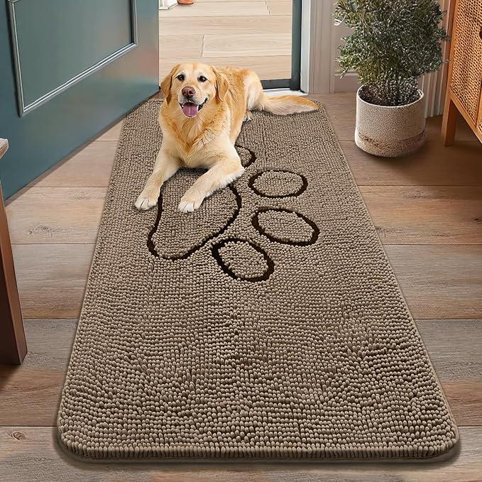 Smiry Dog Door Mat for Muddy Paws, Absorbent Dirt Trapper Non Slip Quick Dry