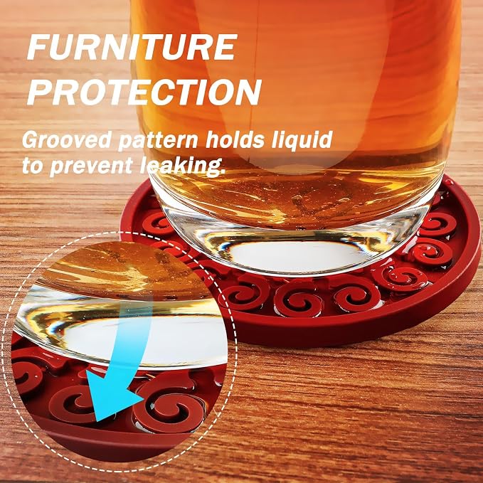 Coasters for Drinks, Resistant Reusable Silicone Coasters