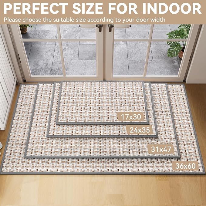 Indoor Door Mat 36x60 Dirt Resistant and Absorbent, Non-Slip Rubber Backing