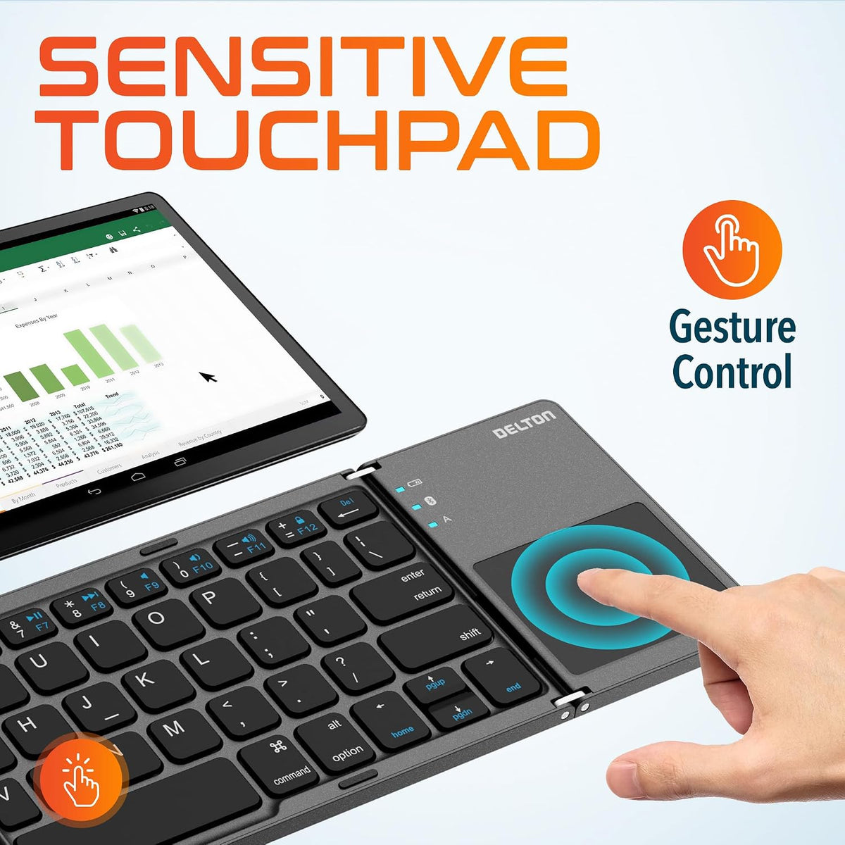 Delton F75 Folding Bluetooth Wireless Keyboard Sensitive Touchpad