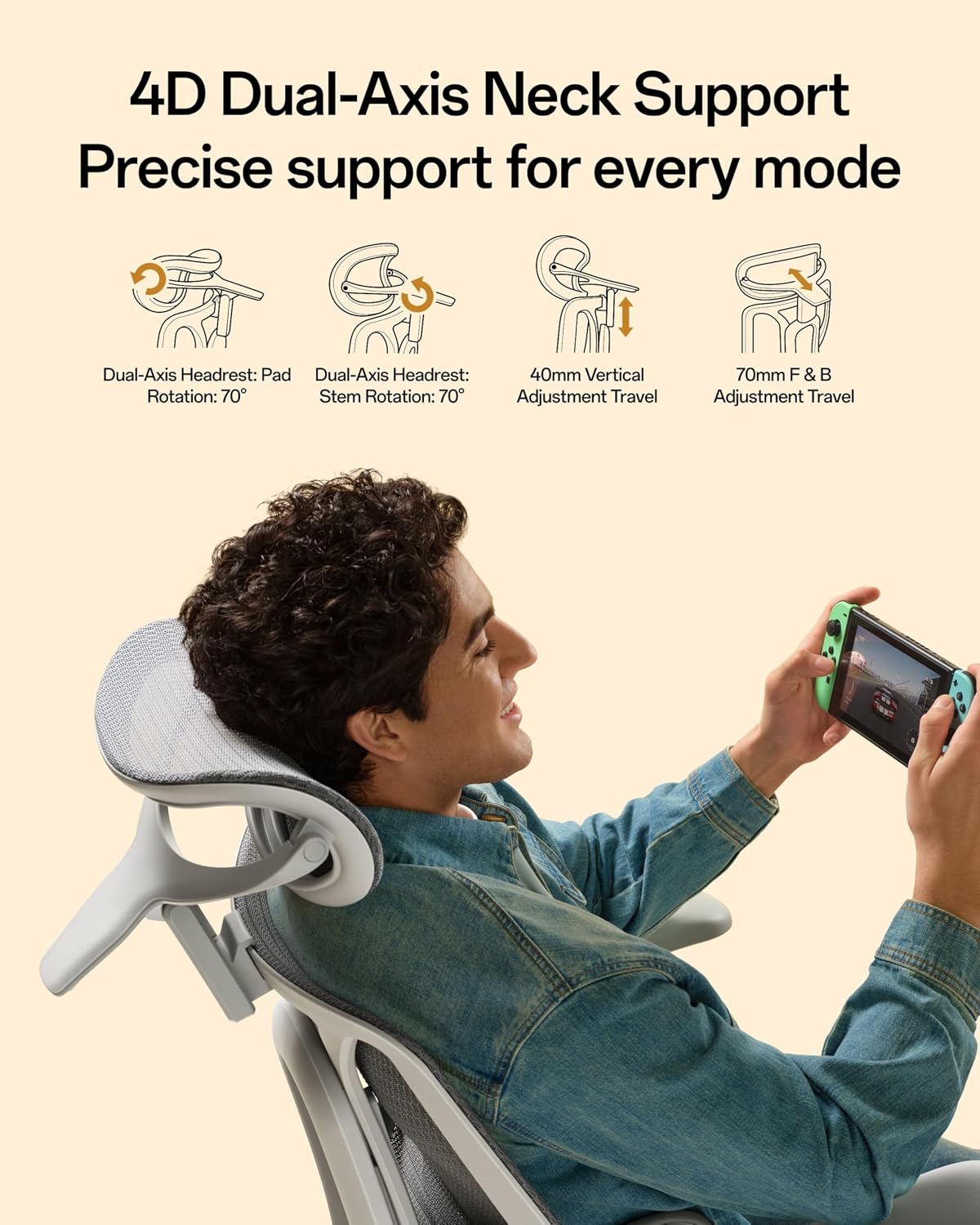 Hbada E3 Air Ergonomic Office Chair, 3-Zone Lumbar Support, Comfy Home Office Chair with Auto Recline, 4D Headrest & Armrests, 140° Tilt for Work & Relax, Grey with Footrest
