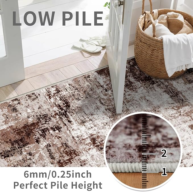 3x10 Washable Runner Rugs for Hallway: Easy-to-Clean Abstract Runners for