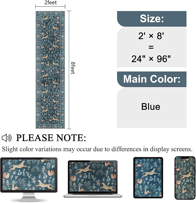 DUKINO Runner Rug, 2x8 Washable Kitchen Rugs