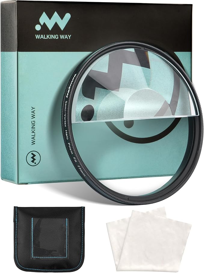 Walking Way 77mm Split Halo FX Prism Lens Filter, Rotating Half-Frame Blur &