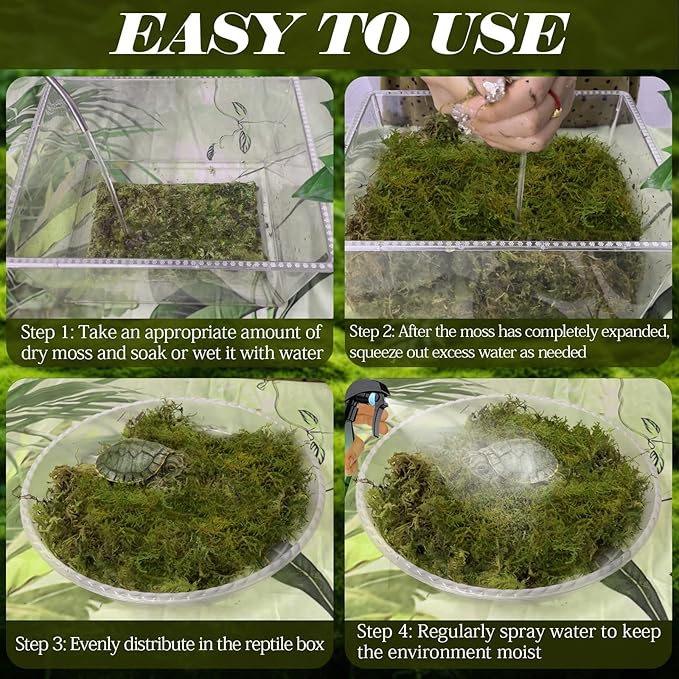 ZeeDix 0.75 lb Sphagnum Moss for Reptiles,20 qt Reptile Bedding Substrate Tank Accessories Terrarium Moss, Green Forest Moss for Leopards Geckos Snakes Turtles Frogs