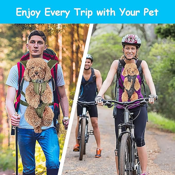 PetBonus Pet Front Dog Carrier Backpacks, Adjustable Pet Backpack, Legs Out Easy-fit Puppy Chest Carrier for Medium Small Dogs, Hands Free for Hiking, Cycling (Purple, XL)