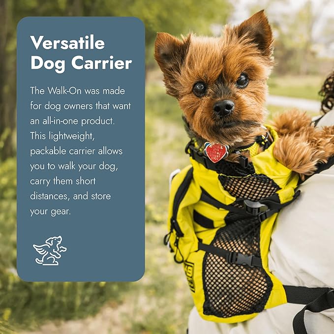 K9 Sport Sack Walk-On - Small, Buttercup Yellow - Ideal for Dogs with 13-16” Back Length - Lightweight, Packable, Backpack-Style Carrier - Includes Compatible Harness & Storage Bag