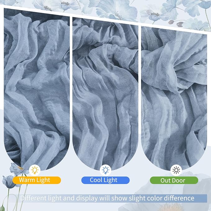 Showgeous 4 Pack Dusty Blue Cheesecloth Table Runner, 17 x 108 Inches | Boho