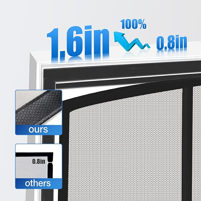 Magnetic Screen Door Upgraded PET Mesh Stronger Than Fiberglass and Polyester,Hands Free,Keeps Bugs Out,Pet & Kid Friendly,Suitable for Sliding Door,Large Patio Door and French Door-74''x80''