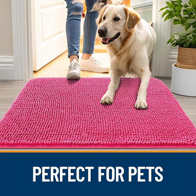 OLANLY Dog Door Mat for Muddy Paws 59x32, Absorbs Moisture and Dirt, Absorbent