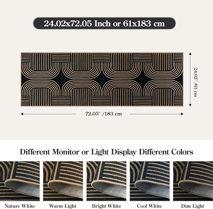 Lahome Modern Geometric Runner Rug, 2x6 Laundry Room Rug Runners