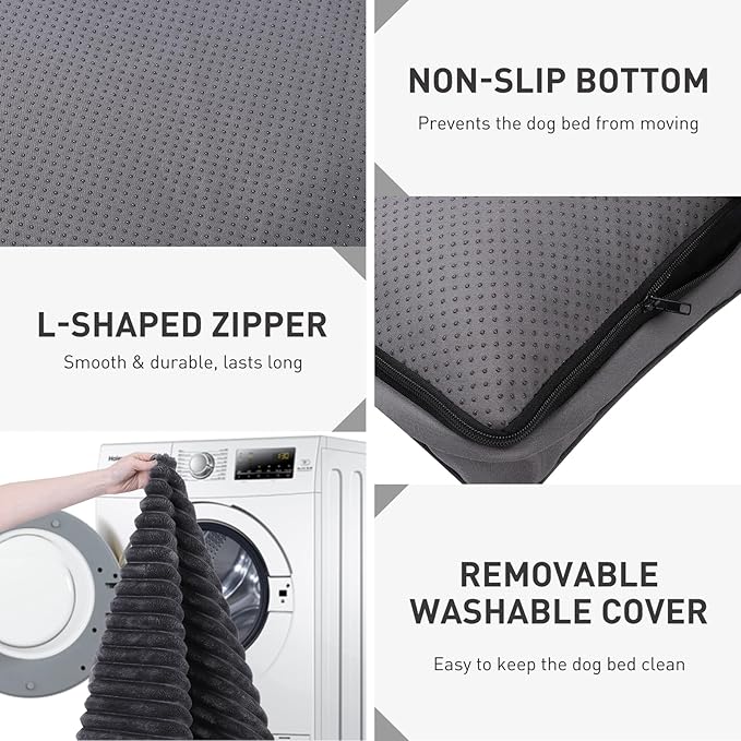 Vonabem Jumbo Dog Bed Washable with Removable Cover Waterproof, Dog Crate Beds for XXXL XXL XL Large Jumbo Dogs, Anti-Slip Pet Beds Kennel Pad 54 inch