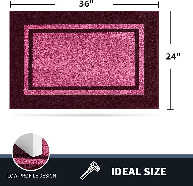 PURRUGS Dirt Trapping Door Mat 24" x 36", Non-Slip Machine Washable Entryway Rug