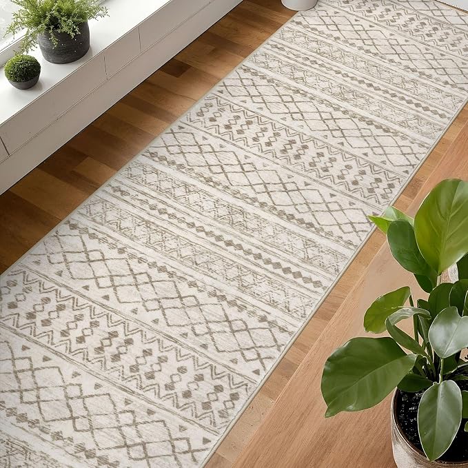 KUTA Extra Long Runner Rug for Hallway 2.6x20ft, Vintage Moroccan Washable