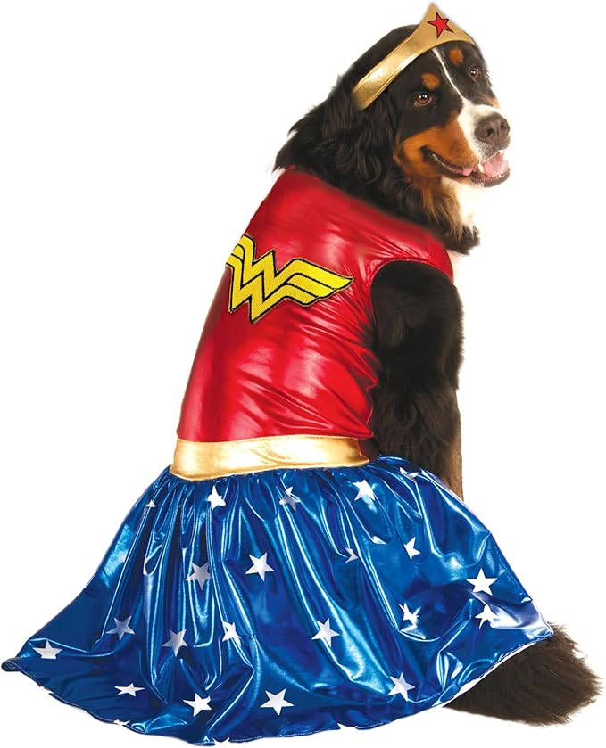 DC Comics: Wonder Woman Pet Costume for For Dogs or Cats by Rubies, Small