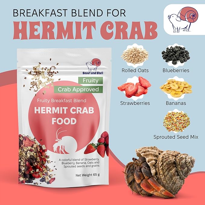 Snout and Shell Hermit Crab Food Variety Pack – Fruity Breakfast, Bugs & Blooms, and Organic Worm Castings – High-Protein, Nutrient-Rich Diet with Fruits, Seeds, Bugs & Minerals – All-Natural, Non-GMO