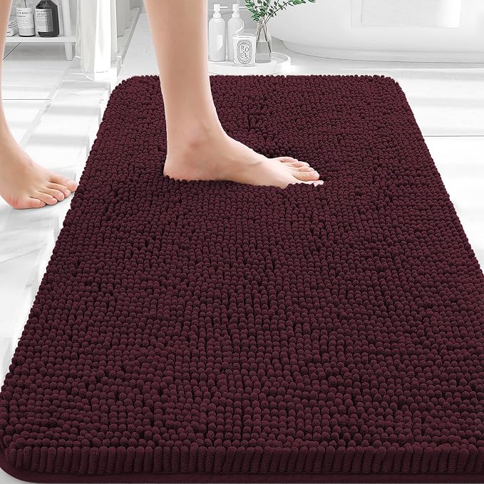 OLANLY Bathroom Rugs 35x24, Extra Soft Absorbent Chenille Bath Rugs, Rubber