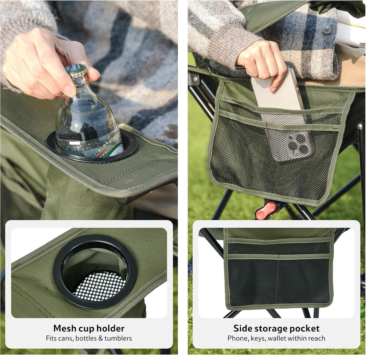 Naturehike 3-Position Adjustable Recliner with Footrest, Heavy Duty Folding Camping Chair, Portable Lounge Chair with Carry Bag, Cup Holder & Side Pocket for Beach, Patio, Lawn – Supports 330 lbs