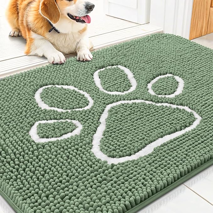 Smiry Dog Door Mat for Muddy Paws, Absorbent Dirt Trapper Non Slip Quick Dry