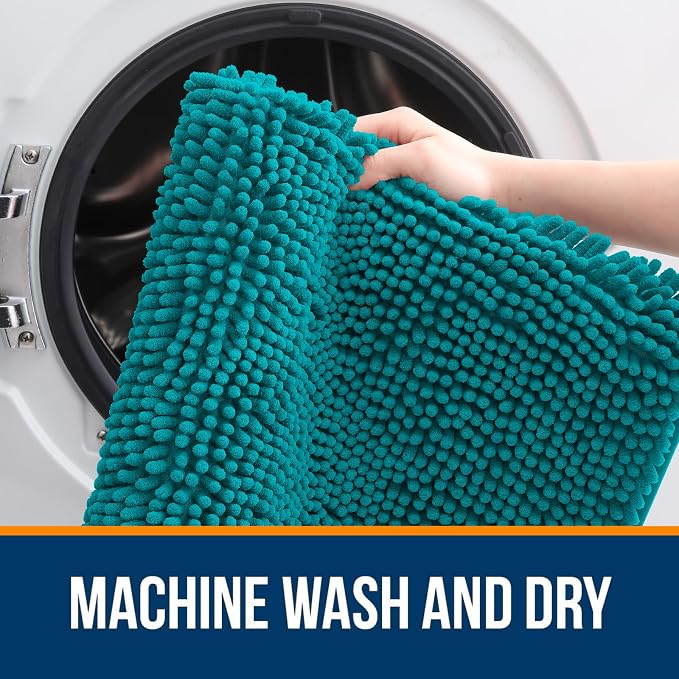 OLANLY Bathroom Rugs 36x24, Extra Soft Absorbent Chenille Bath Rugs, Rubber