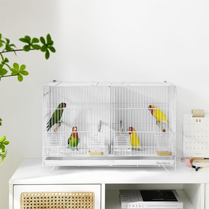 Sam's Pets Willow 24" Bird Cage, White - Premium Iron, Spacious, Easy-to-Clean, 4-6 Birds, Ideal for Cockatiels, Parrots, Budgies