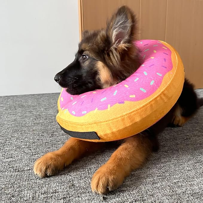 Katoggy Inflatable Cone Collar for Dogs and Cats After Surgery, Soft Adjustable Blow up Donut E-Collar for Small Medium Large Pets