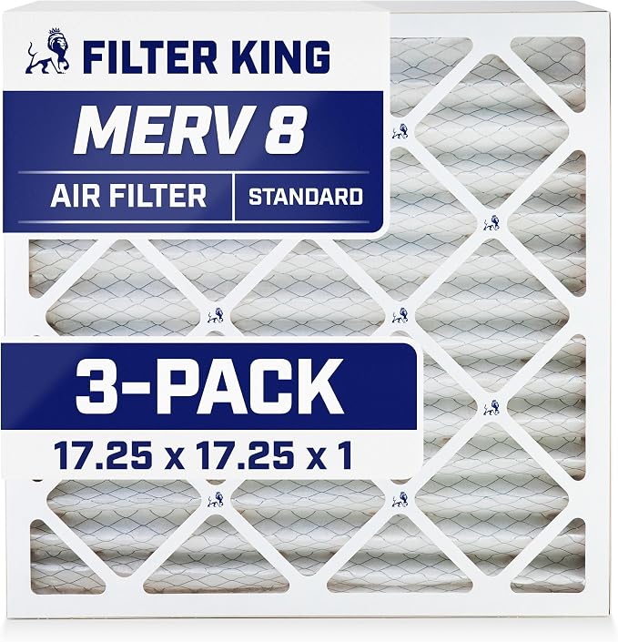 Filter King 17.25x17.25x1 Air Filter | 3-PACK | MERV 8 HVAC Pleated A/C Furnace