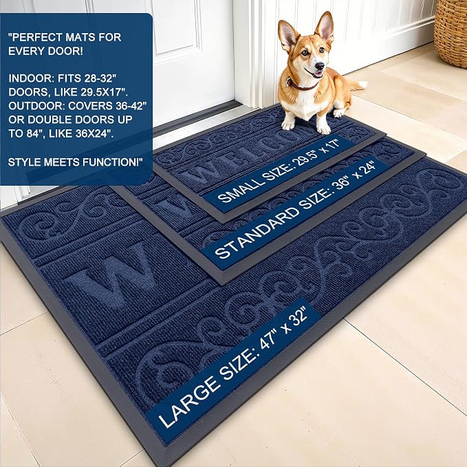 OLANLY Welcome Door Mat Indoor Outdoor Entrance, Heavy Duty Sturdy Front Door