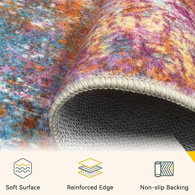 RELEANY Washable Area Rugs 5'x7' Non-Slip Modern Abstract Soft