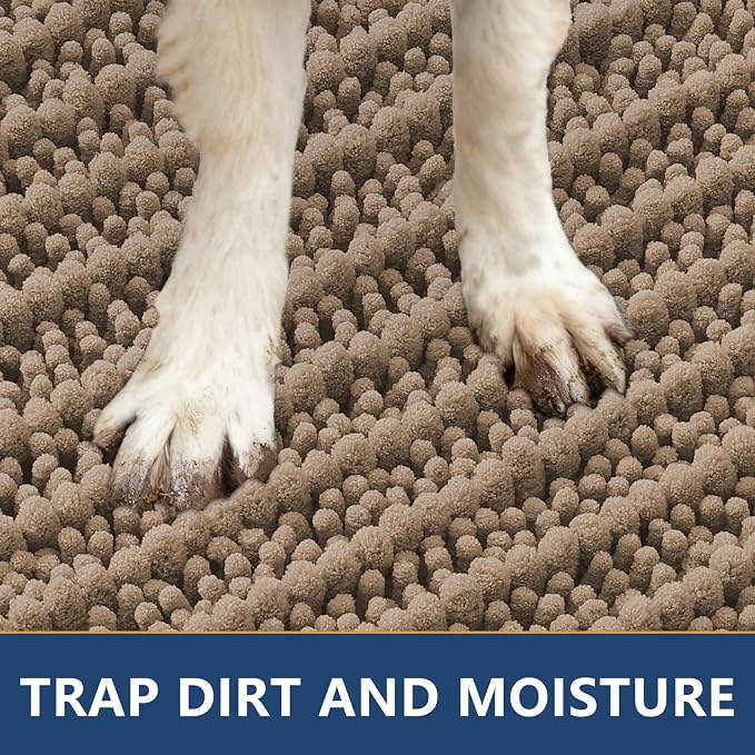 Smiry Dog Door Mat for Muddy Paws 47x17, Absorbent Dirt Trapper, Non-Slip