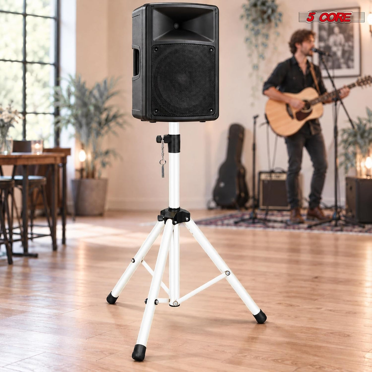 5 Core Speaker Stand Tripod Pair Adjustable PA DJ Universal Pole Mount