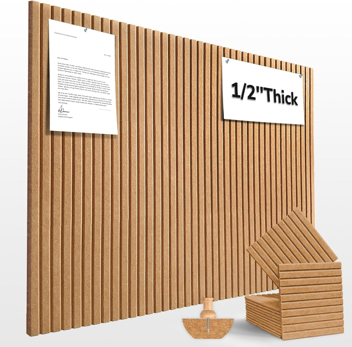 48" x 36" Large Felt Bulletin Board 1/2" Thick, Burnt Orange