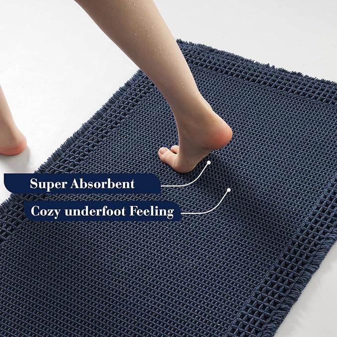 RESARE Waffle Bathroom Runner Rugs, Super Absorbent Bath Mat Non Slip Washable