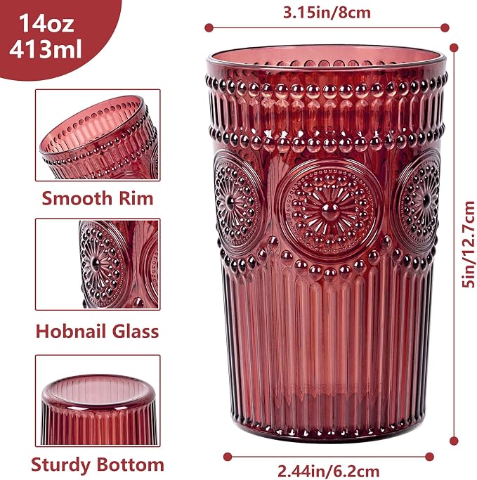 Ciaell 12 Pack Burgundy Plastic Water Glasses